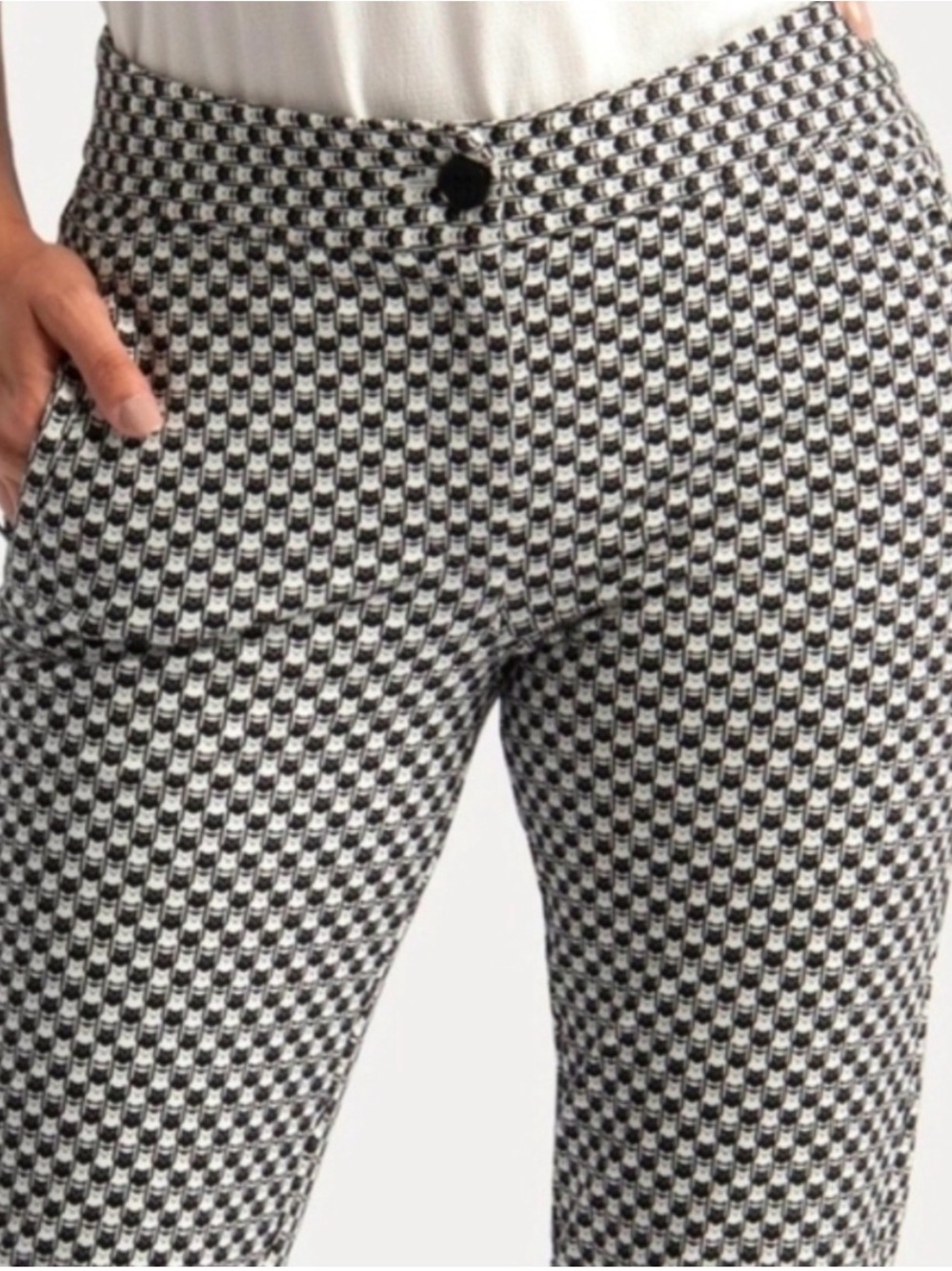 Women's Betabrand
Treggings yoga work dress pants black white cat pattern